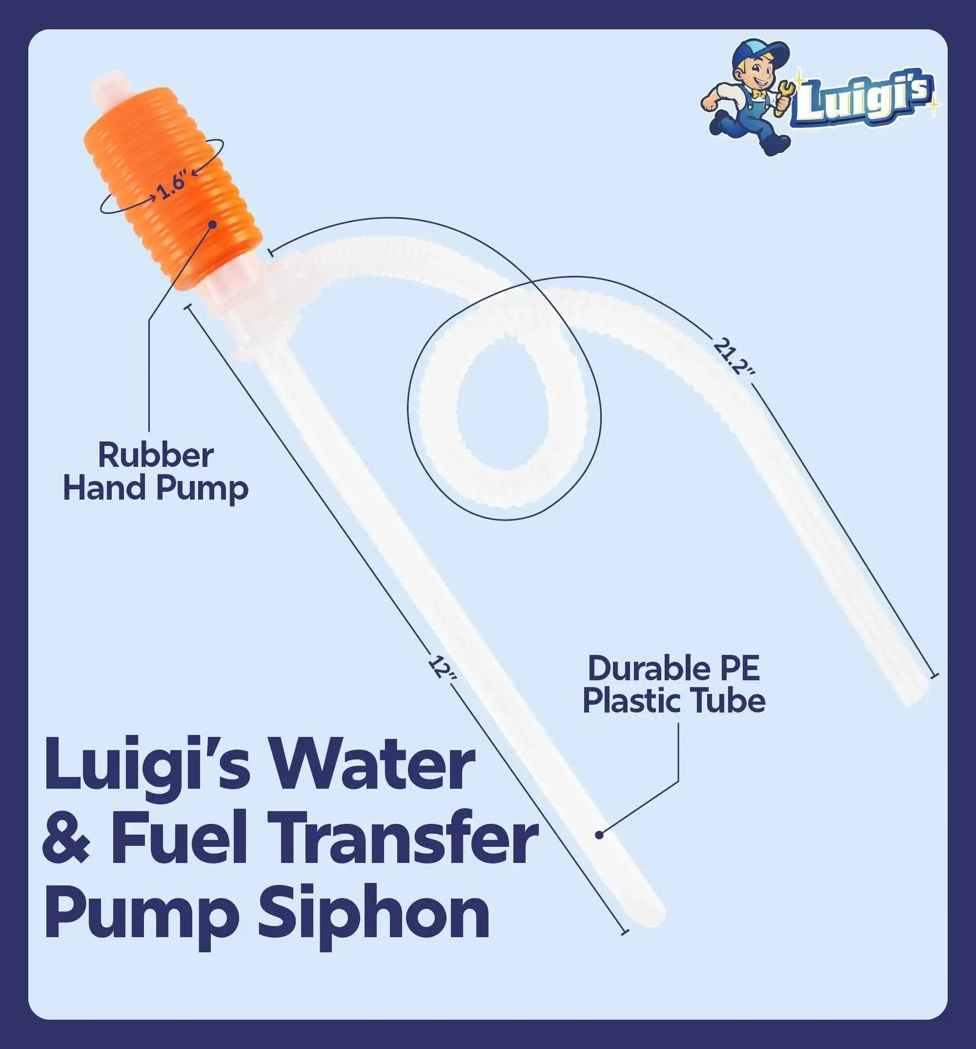 Siphon Pump for Water and Gasoline Transfer Manual Hand Pump for Lawn Mowers with rubber hand pump and PE plastic tube