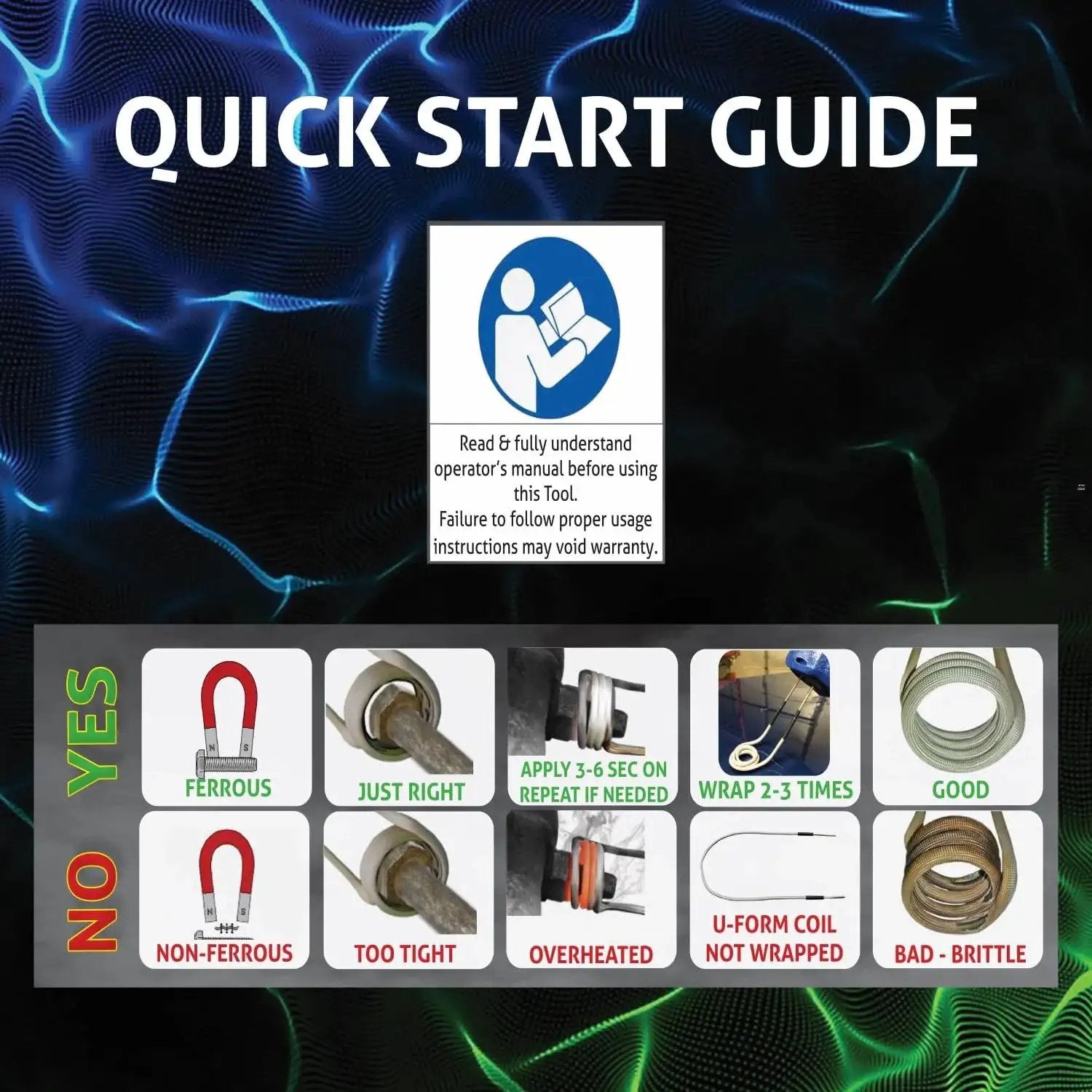 Quick start guide for Bearing Buddy 41 Inch Coil For Mini Ductor Series Induction Heaters MD99 603 with usage tips