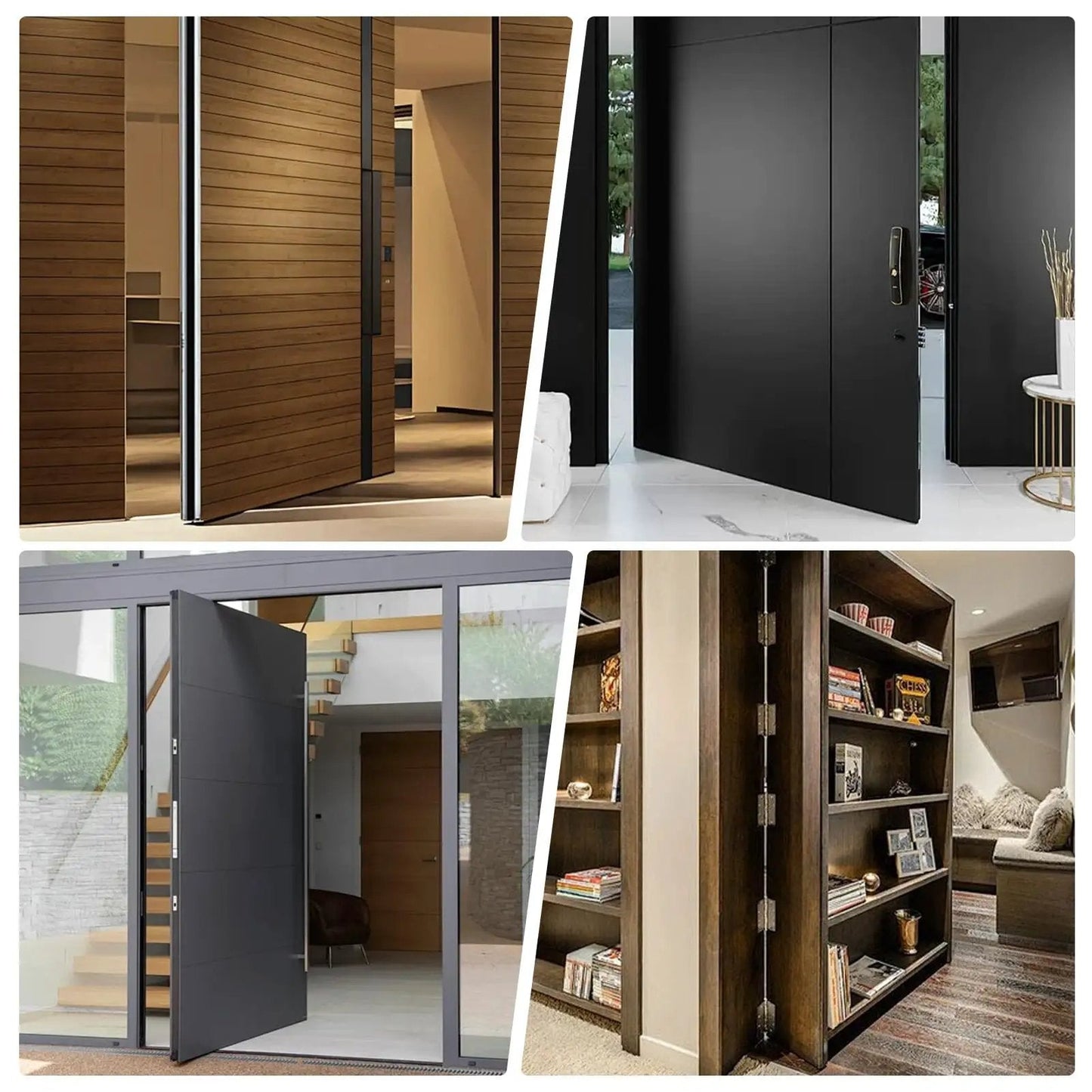 Hidden Pivot Door Hinge Kit Black 360 Degree Swing Hinges Heavy Duty 570 Lbs Load Bearing For Secret Doors Bookcase