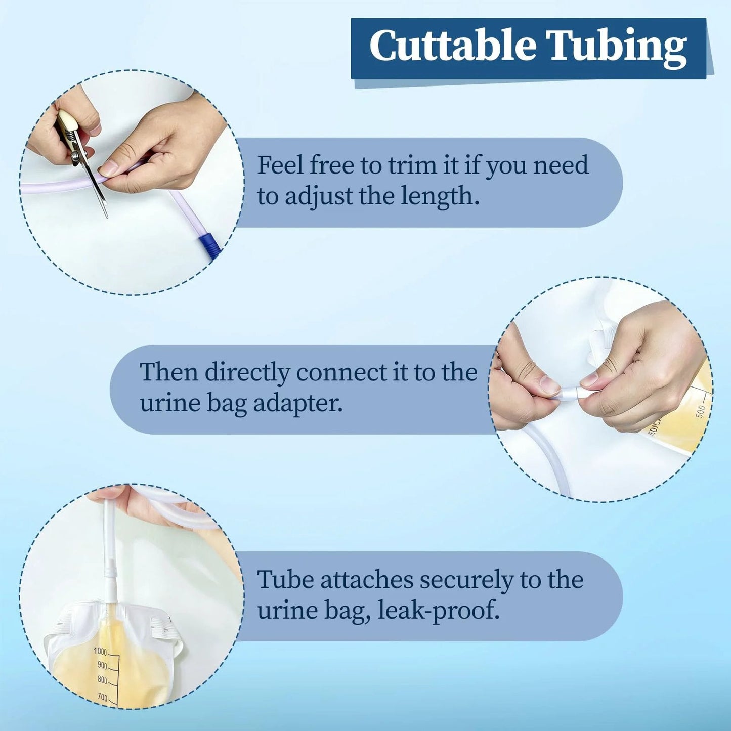 36 Inch Catheter Extension Tubing For Urinary Drainage Bags Extra Long Flexible Drain Tube Connector usage and connection steps