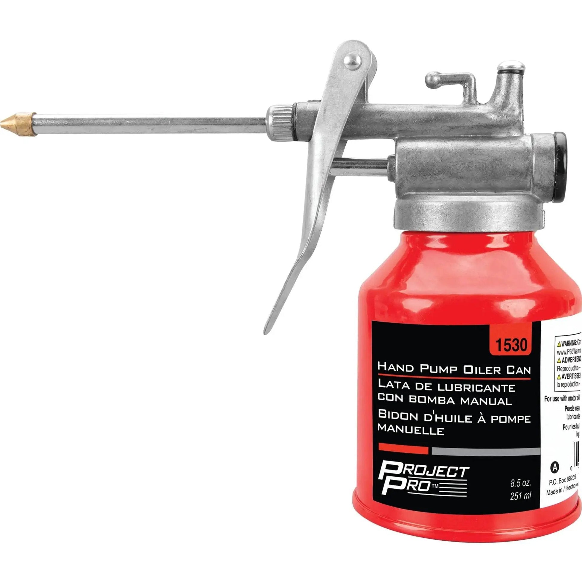 Precision Hand Pump Oiler For Tight Spots Lubrication With An All Metal Trigger And Three Inch Spout Eight Point Five Ounce Capacity