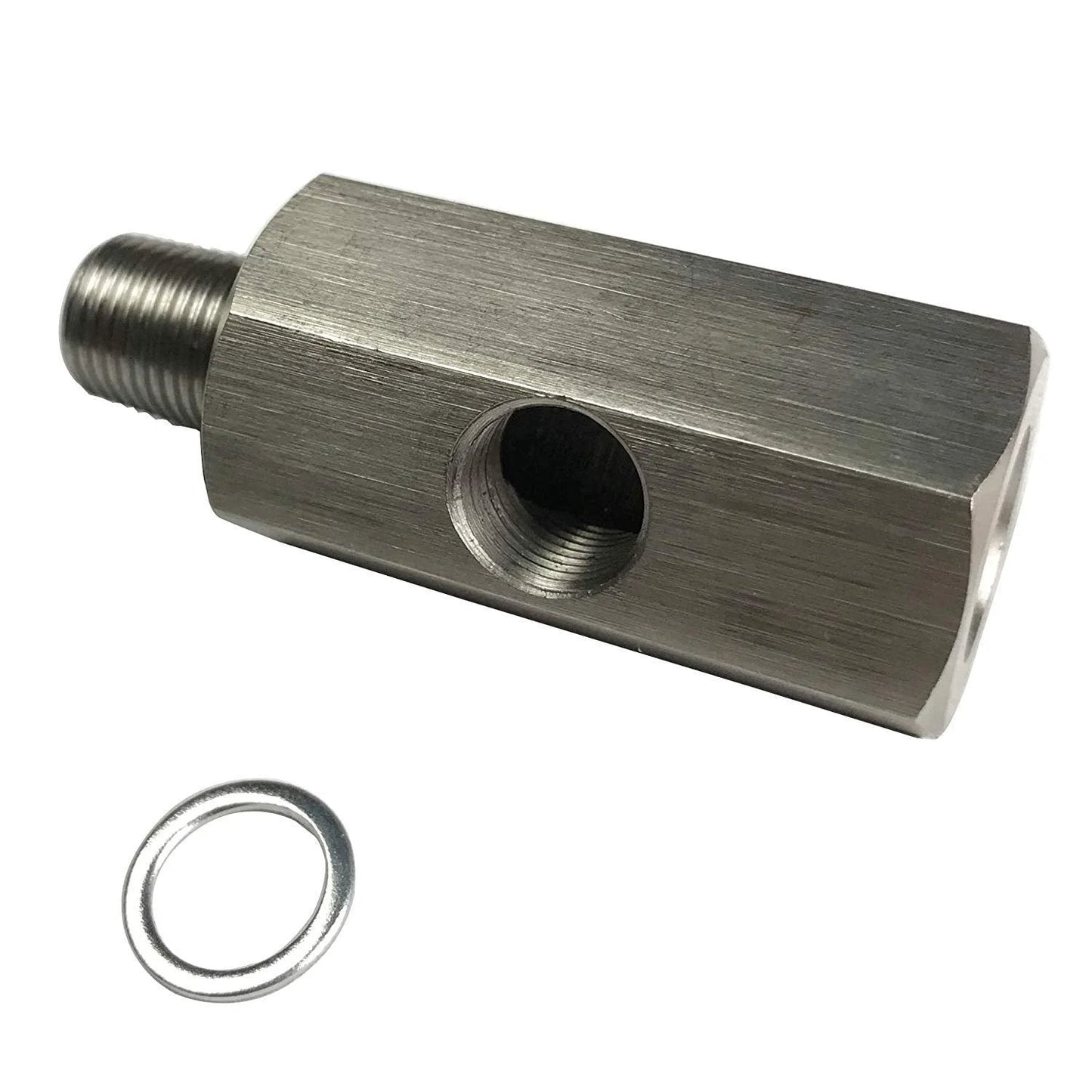 Oil Pressure Sensor Tee Adapter 1/4 NPT Female To Male With 1/8 NPT Side Port For Turbo Feed Line Gauge Stainless Steel Hose