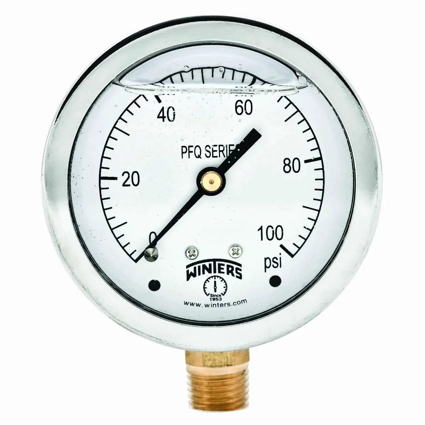 Industrial Grade Two And One Half Inch Dial Liquid Filled Pressure Gauge For Pumps And Compressors, Brass Internals, 304 Stainless Steel Case