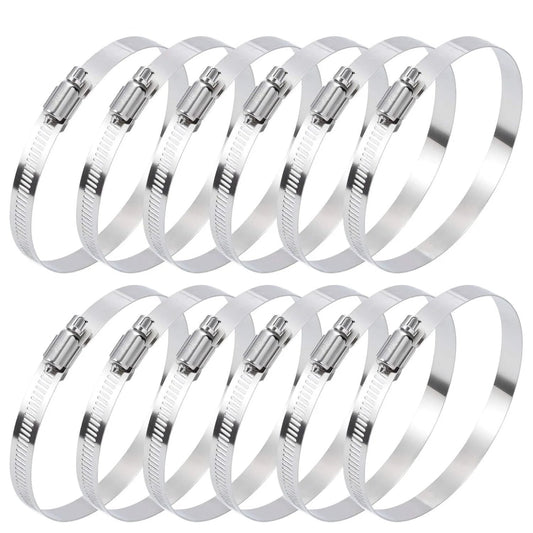 12 Piece Stainless Steel Hose Clamp Kit For Plumbing Automotive And Mechanical Use Selizo 304 Stainless Worm Gear Adjustable Clamps Size 91 To 114 Millimeters 3.6 To 4.4 Inches 4 Inch Range Go To Heavy Duty Fuel Line Duct Clamp Set.