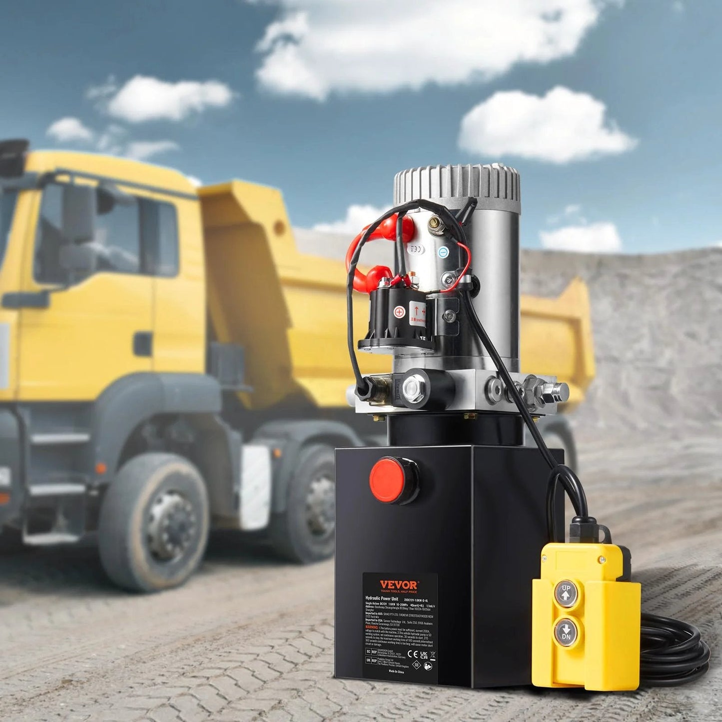 Heavy Duty 12V Hydraulic Pump Power Unit For Dump Trailers With A Four Quart Tank 0.91 GPM Flow 3200 PSI Max Pressure