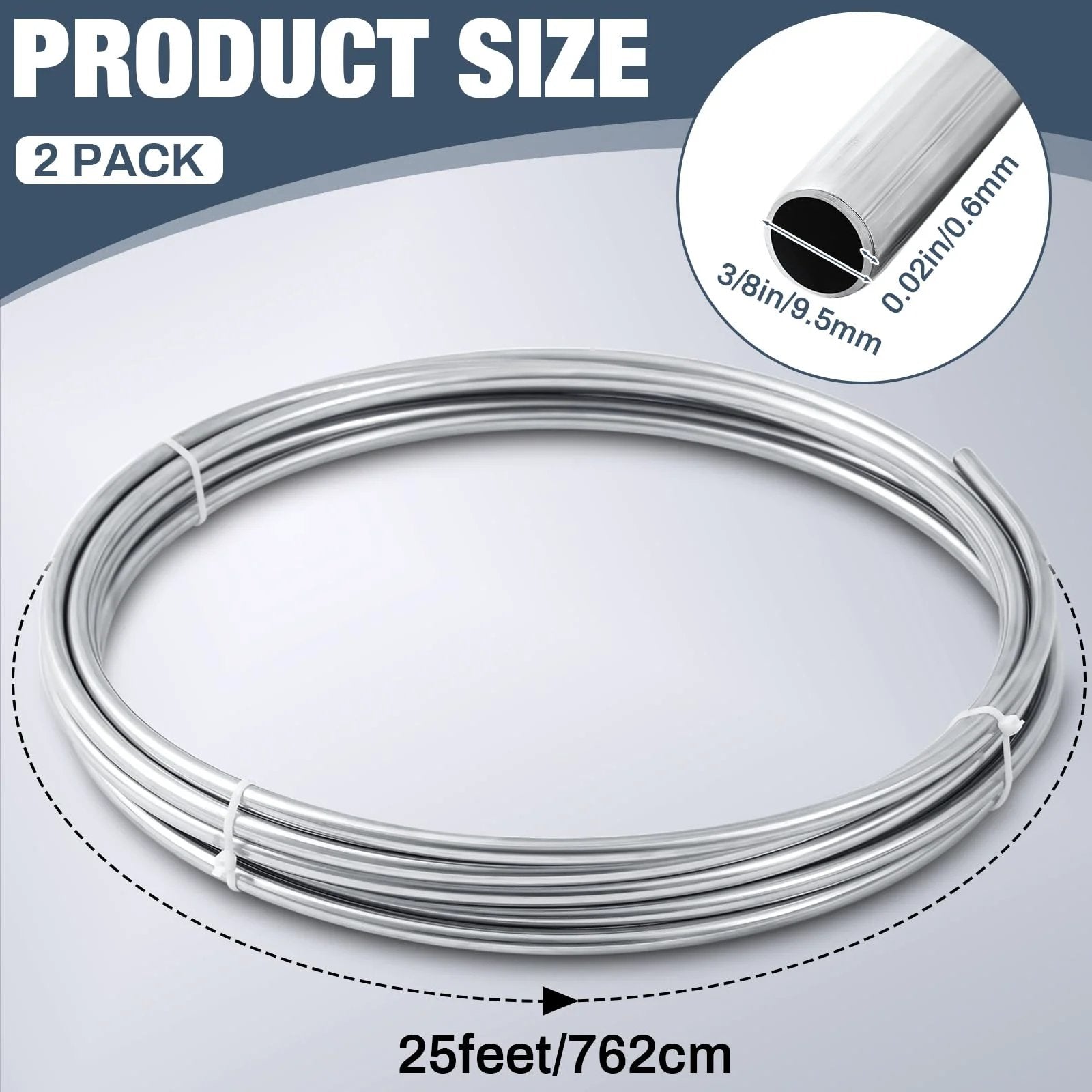 Two Pack 3/8 Inch 304 Stainless Steel Tubing Coils 50 Feet Total 25 Feet Each Heavy Duty Go To Fuel Lines Wort Chillers Automotive Projects And Home Brew MorningRo product size diagram