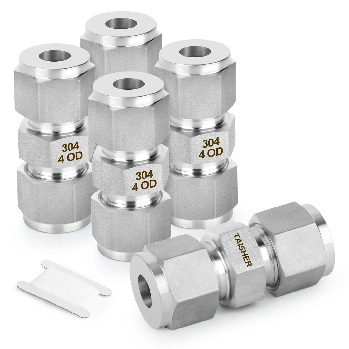 Premium 304 Stainless Steel Compression Tube Fitting Connector 5 Pack Straight Adapters 4mm Tube OD To 4mm OD Leakproof