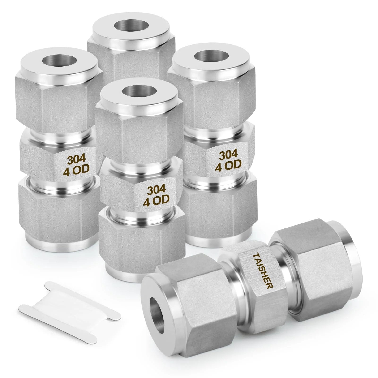 Premium 304 Stainless Steel Compression Tube Fitting Connector 5 Pack Straight Adapters 4mm Tube OD To 4mm OD Leakproof