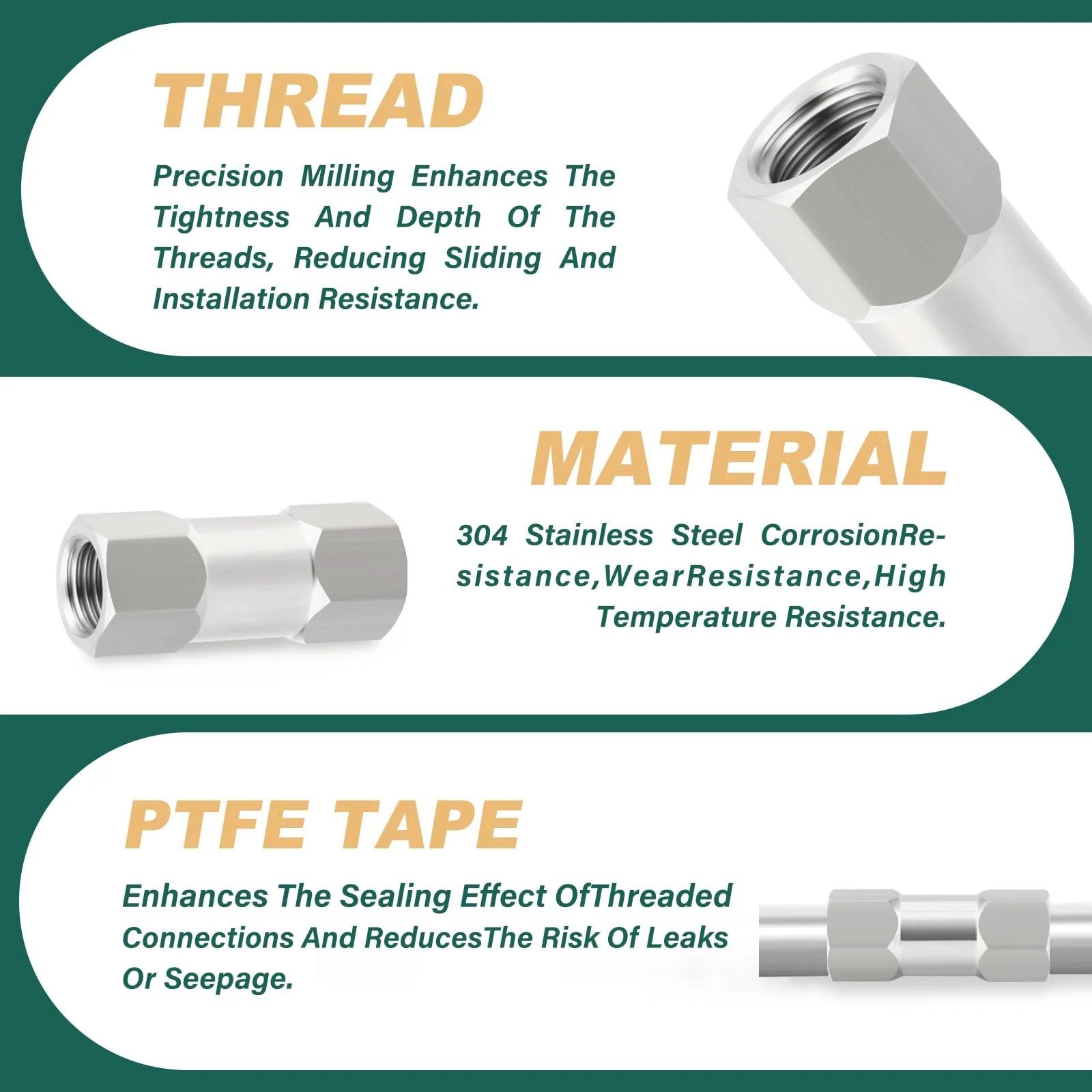 Heavy Duty 304 Stainless Steel One Quarter Inch NPT Female Check Valve Backflow Prevention For Fuel Gas Liquid Oil Applications Industrial Grade Corrosion Resistant Durable Threaded Connection Goraguchi with details on thread, material, and PTFE tape benefits.