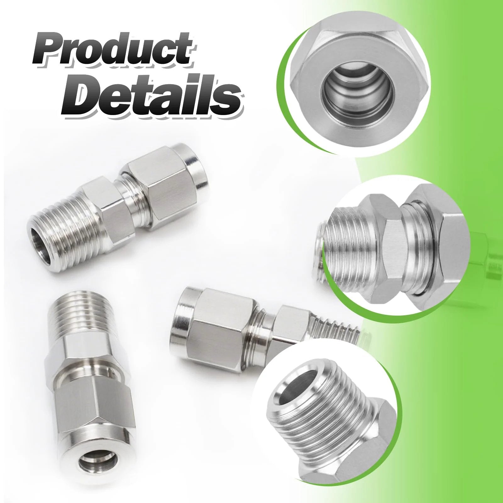 Premium 304 Stainless Steel Compression Adapter Pack Of Two For Three Quarter Inch Outer Diameter To Three Quarter Inch NPT Male Tube Fittings Built To Last In Water Oil And Air Lines Goldpea