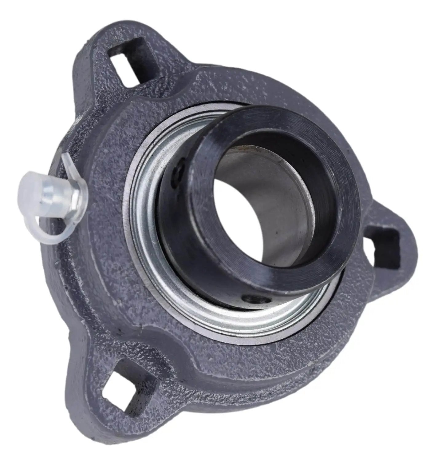 1 Inch Three Bolt Flange Bearing with Lock Collar for Shaft Mount Cast Iron Housing with Grease Zerk Narrow Inner Ring