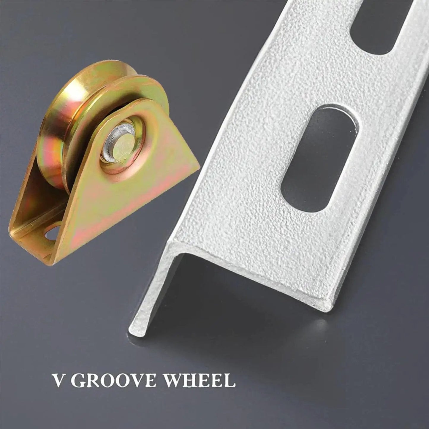 V Groove Wheel Plate Casters For V Track Rails Heavy Duty Sliding Gate Wheel with bracket and galvanized steel track