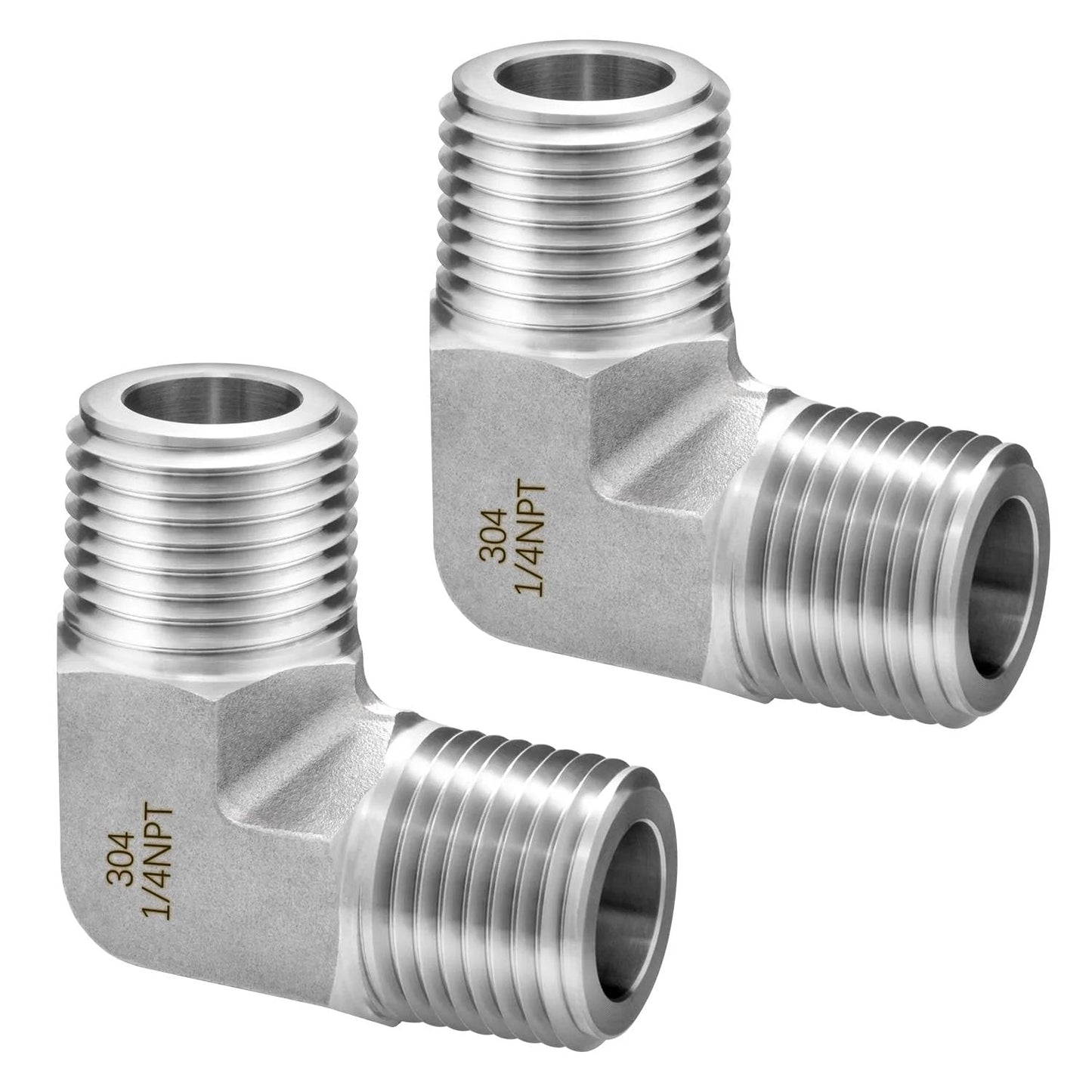 Pair of 304 Stainless Steel 90 Degree Street Elbows, One Quarter Inch NPT Male To One Quarter Inch NPT Male Pipe Fitting 2 Pack Forged