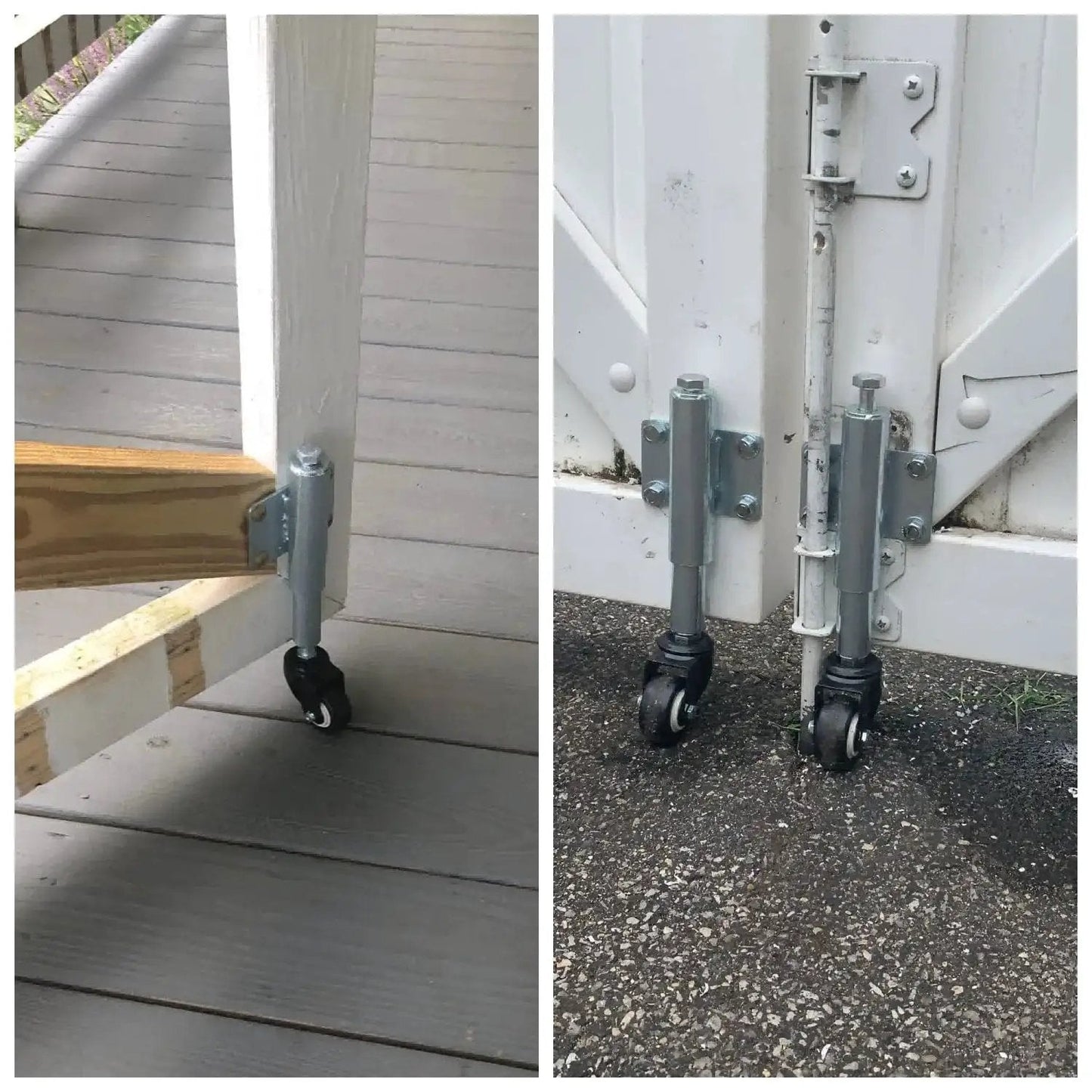 Gate Caster With Spring Loaded Retractable Wheel For Wooden Gates And Yard Fences, Two Inch Wheel, Retractable Two And Half Inch Arm