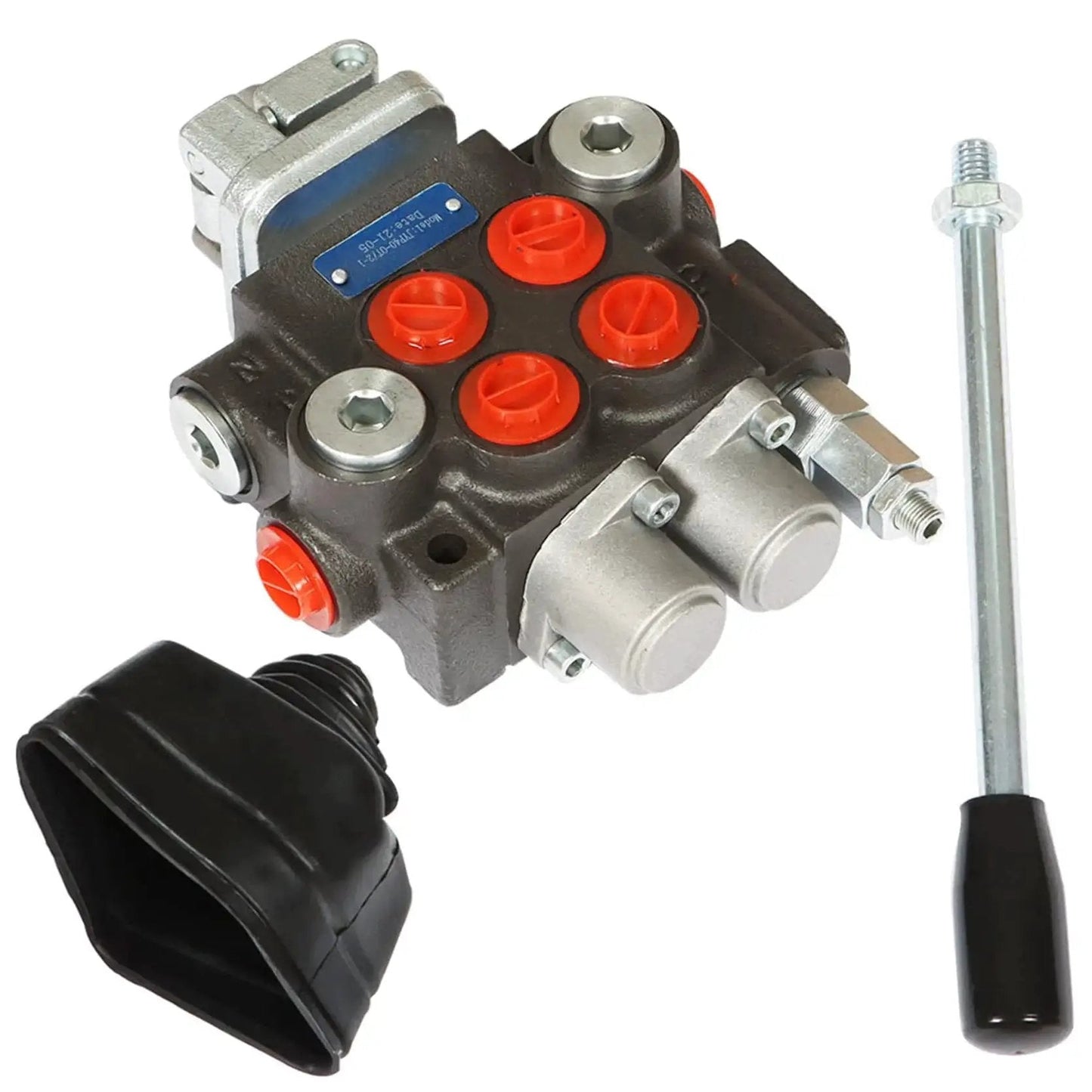 Adjustable 2 Spool Hydraulic Directional Joystick Monoblock Valve for Tractor Loader with 5 spools and accessories.