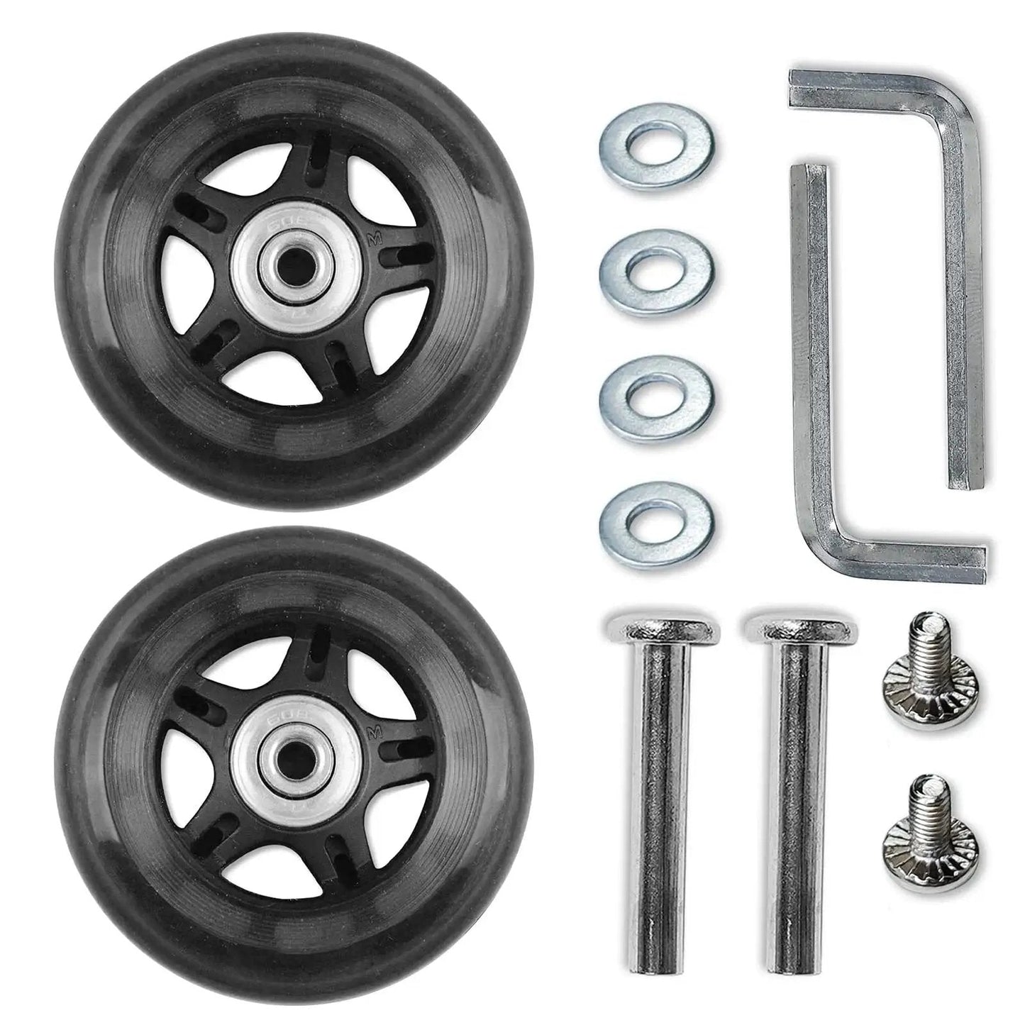 80mm PU Replacement Luggage Wheels with ABEC-7 Bearings for Suitcases, Duffel Bags, Trolley Bags, Inline Skates and Caster Boards
