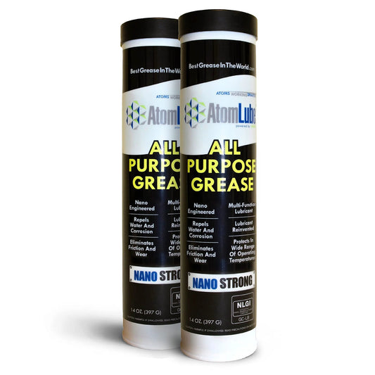 Two 14 oz tubes of All Purpose Grease 2 Pack NLGI Grade 2 Heavy Duty Marine And Automotive Lubricant for boat accessories and trucks