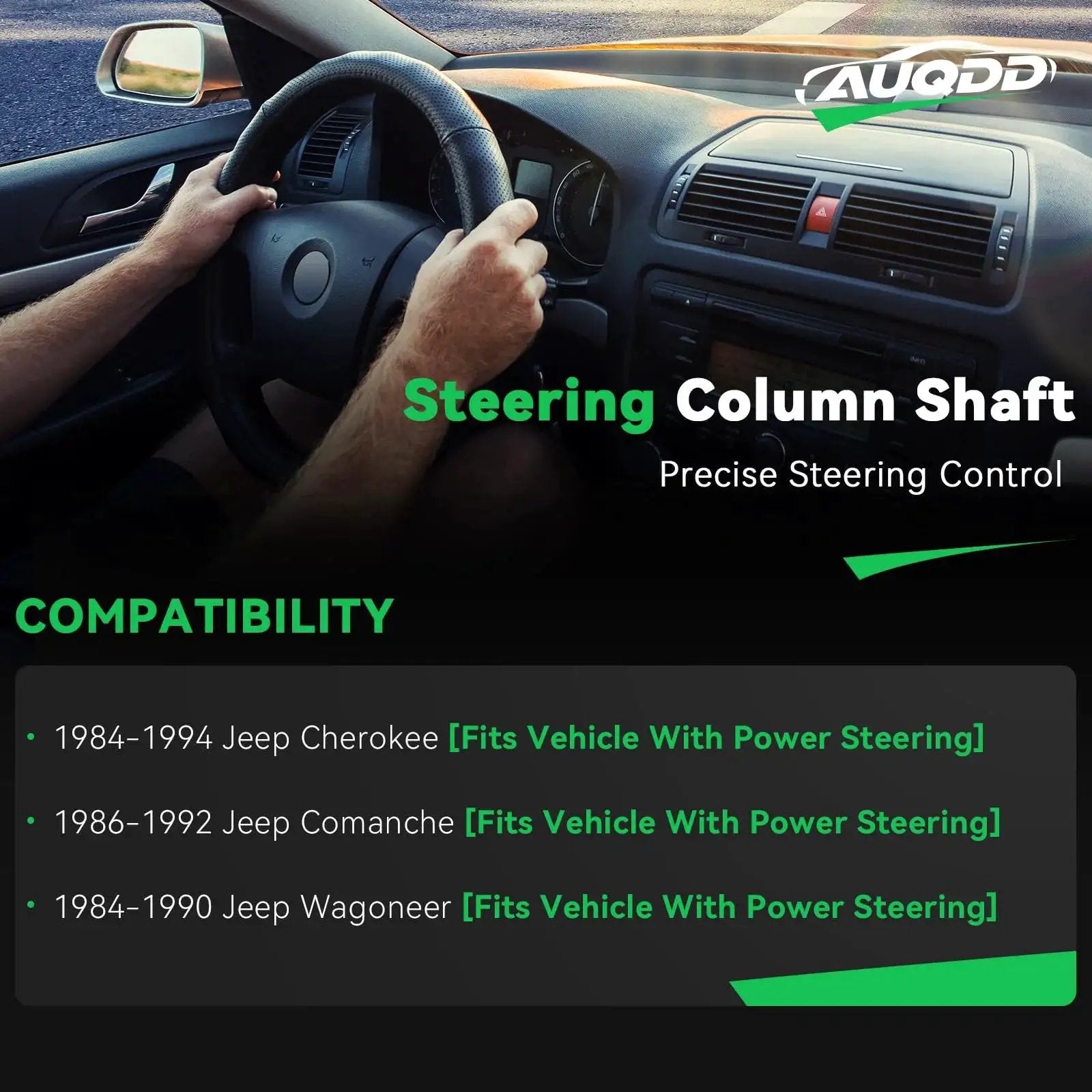 Lower Steering Shaft With U Joint Coupler For Power Gear Steering Jeep Cherokee compatibility chart and dashboard view