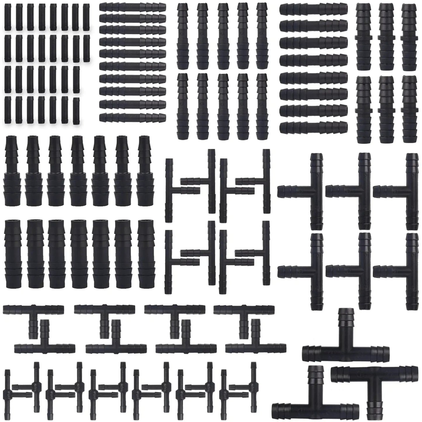 115 Piece Vacuum Connector Kit With Heat Resistant Nylon 66 Tubing Fittings Up To 240 C 460 F, 12 Sizes Including 5 Straight, 5 Tee, 2 Reducer For Automotive Vacuum Lines