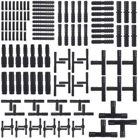 115 Piece Vacuum Connector Kit With Heat Resistant Nylon 66 Tubing Fittings Up To 240 C 460 F, 12 Sizes Including 5 Straight, 5 Tee, 2 Reducer For Automotive Vacuum Lines