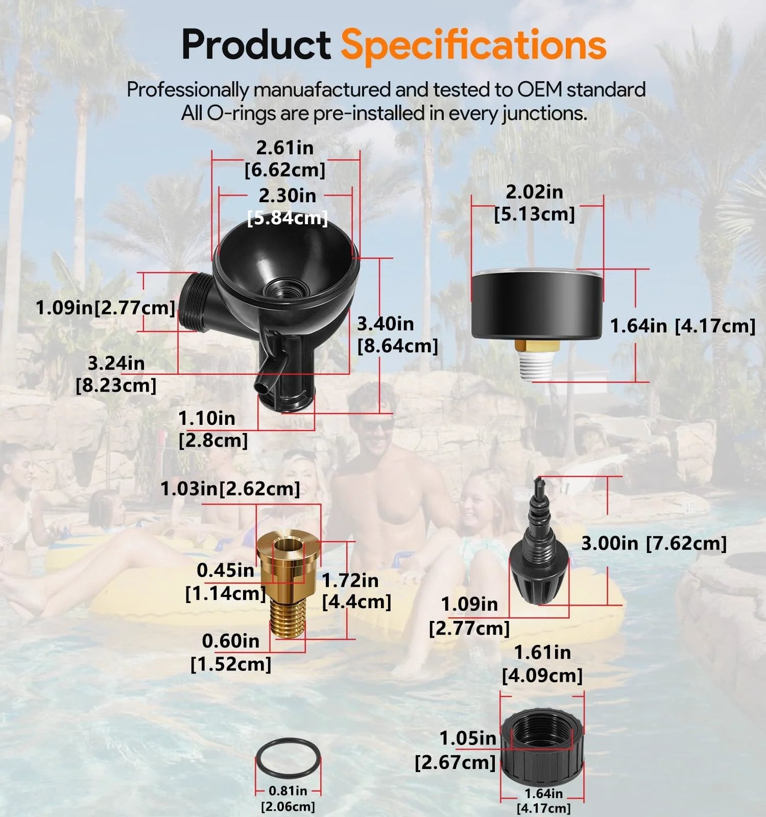 Upgrade R0357200 Brass Air Release Valve With Pressure Gauge Replacement For Zodiac Jandy Pool And Spa Filters. Specifications with dimensions and components.