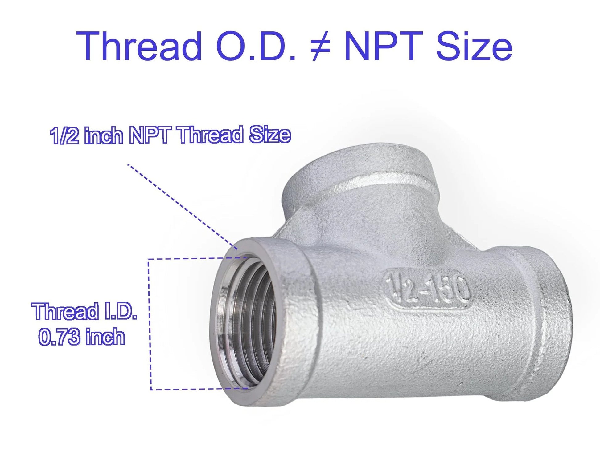 Half Inch NPT Tee Fitting 304 Stainless Steel 3 Way Female Pipe Fitting For Gas Oil Water Lines Cast Durable Pack Of 2 By TL Toolegin