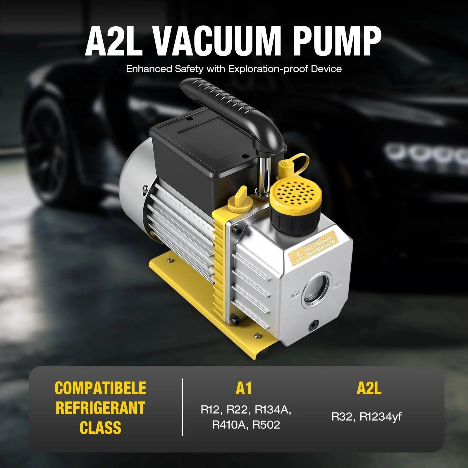 Workhorse 4 CFM 110V One Third HP A2L Single Stage Rotary Vane Vacuum Pump for HVAC Systems with oil bottle included