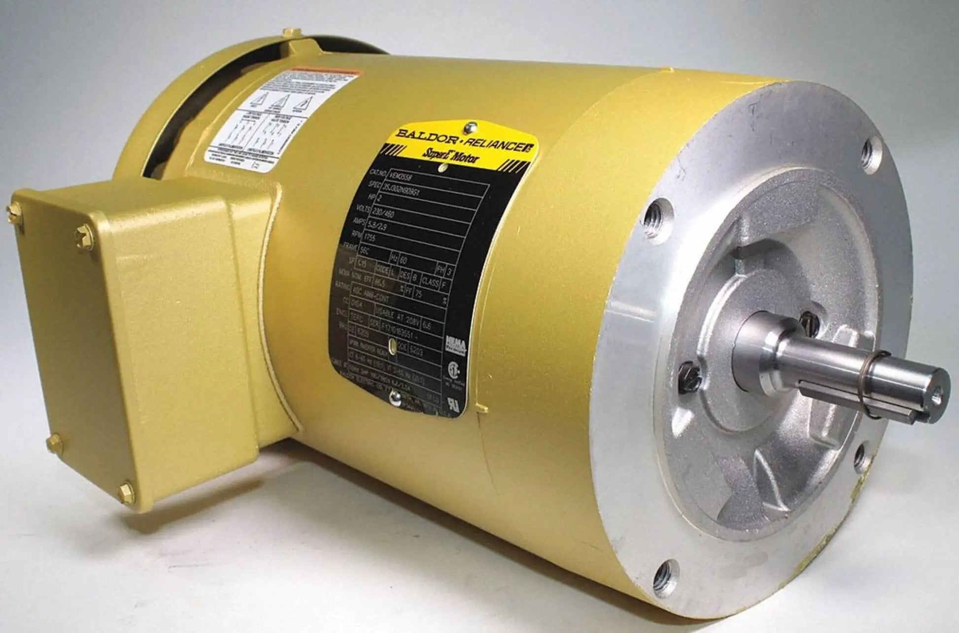Front view of VEM3558 Electric Motor 2 HP 1725 RPM 3-Phase 60 Hz TEFC 56C Frame 3532M Mount, industrial-grade with NEMA F1 mounting