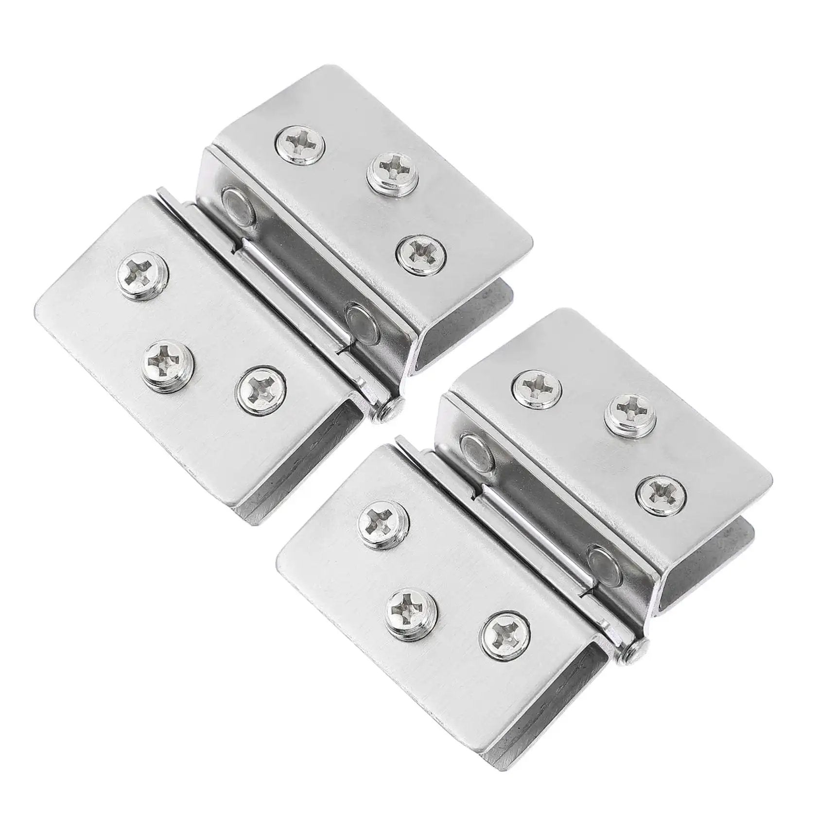 Double Side Glass Door Hinges Set In Stainless Steel For Wine Cabinets Beefy Heavy Duty High Load Bearing Capacity Precision Crafted