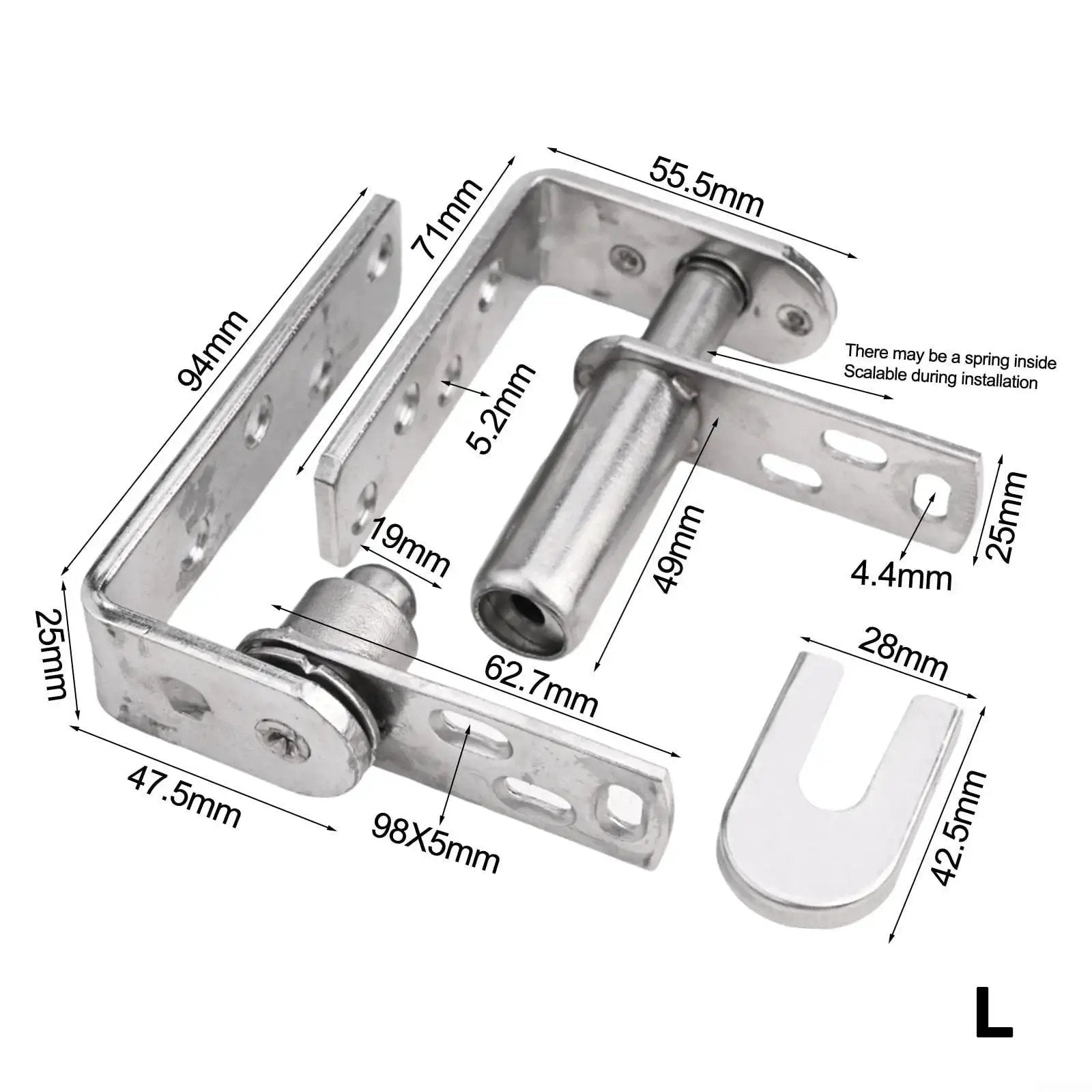Large stainless steel self return double swing door hinge for cafe bar saloon doors, heavy duty hardware, high load capacity.