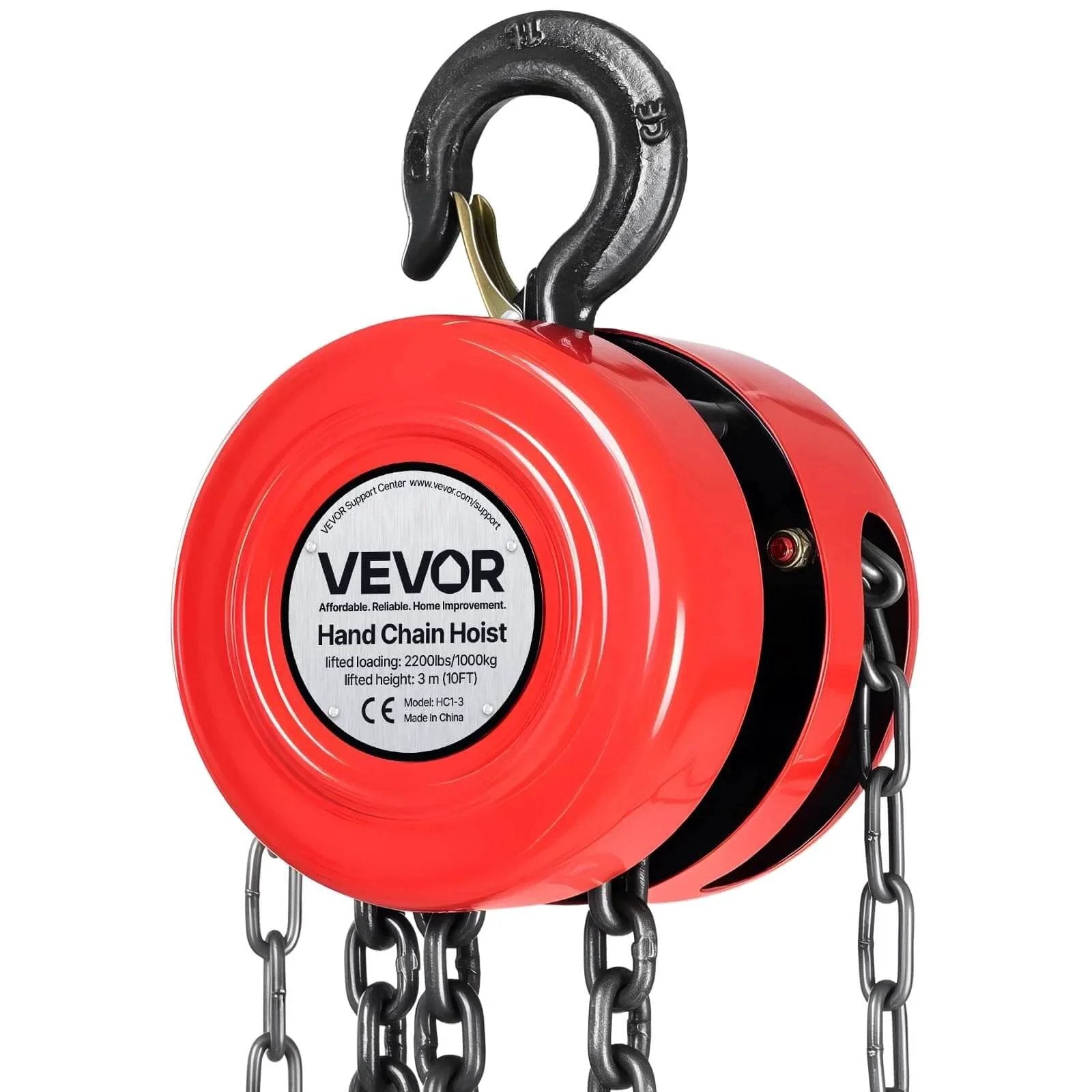 1 Ton Hand Chain Hoist With 10 Ft Lift Height And Galvanized G70 Chain, heavy-duty pulley for garage use