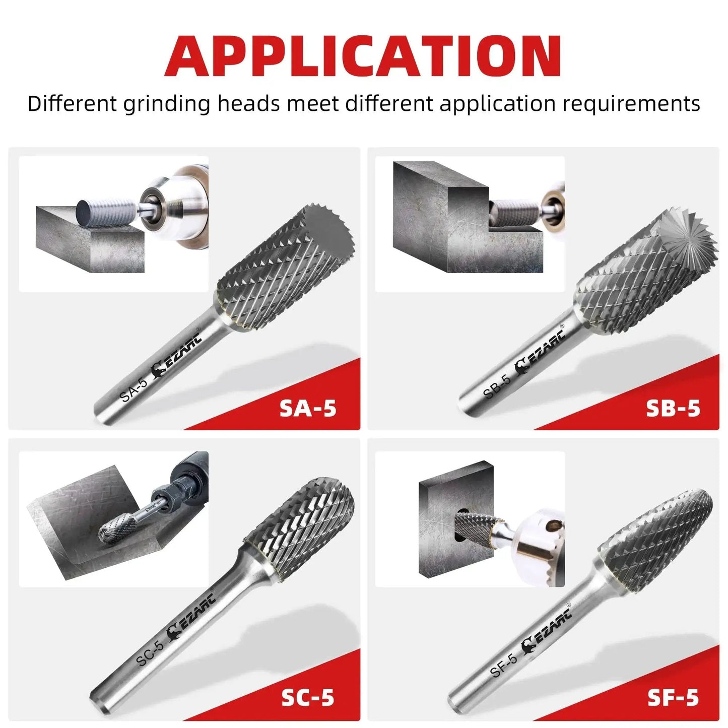 Beast Grade Tungsten Carbide Rotary Burr Bit SF Five Double Cut For Metal Working Die Grinder One Quarter Inch Shank