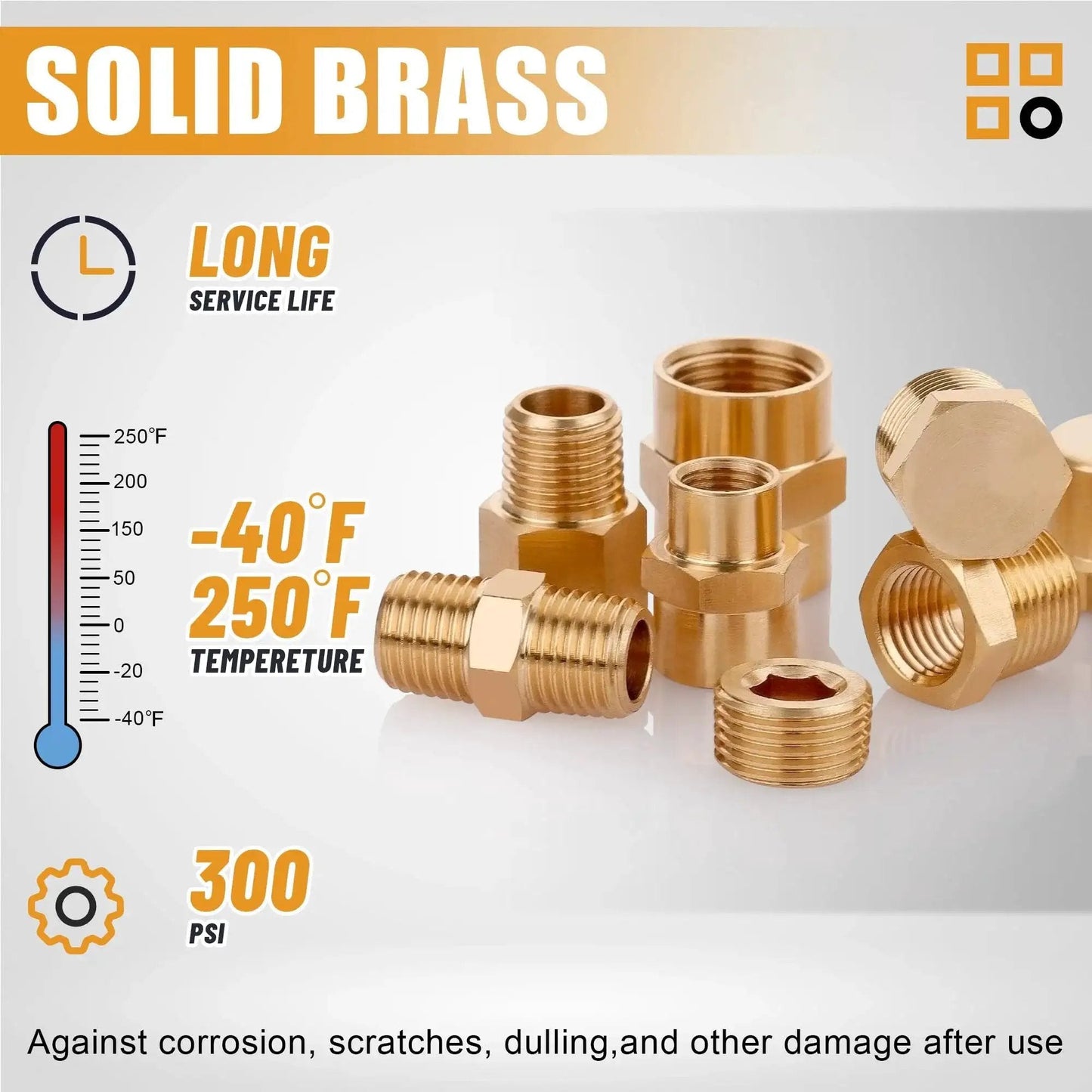 106 Piece Brass Pipe Fittings Kit For DIY Pros Includes NPT Adapters Nipples Couplings Bushings Plugs Caps And Socket Plugs Pro Grade Brass