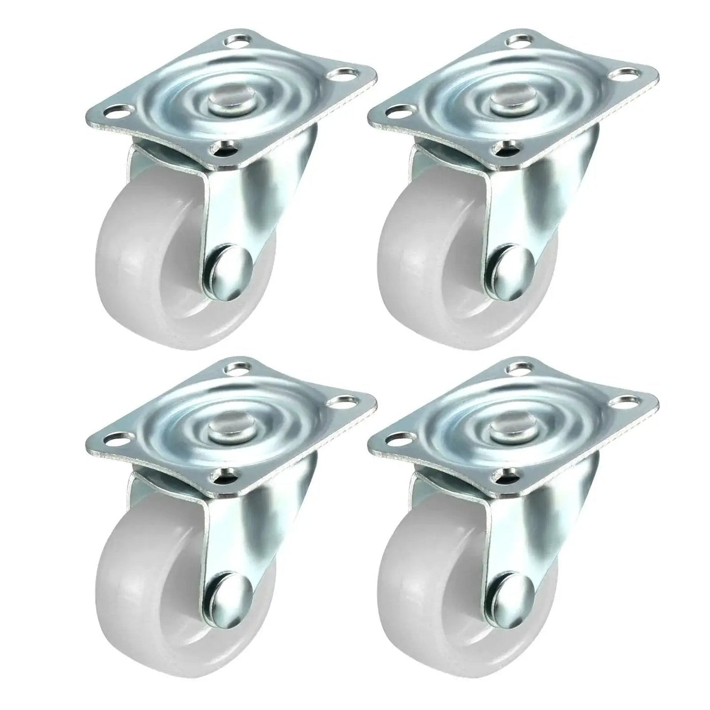 Swivel Caster Wheels 1.25 Inch With Top Plate And Bearing Set 4 Piece Pack Hard Base 1.25 Inch Wheel Diameter 1.5 Inch By 1.3 Inch