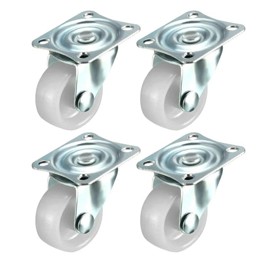 Swivel Caster Wheels 1.25 Inch With Top Plate And Bearing Set 4 Piece Pack Hard Base 1.25 Inch Wheel Diameter 1.5 Inch By 1.3 Inch