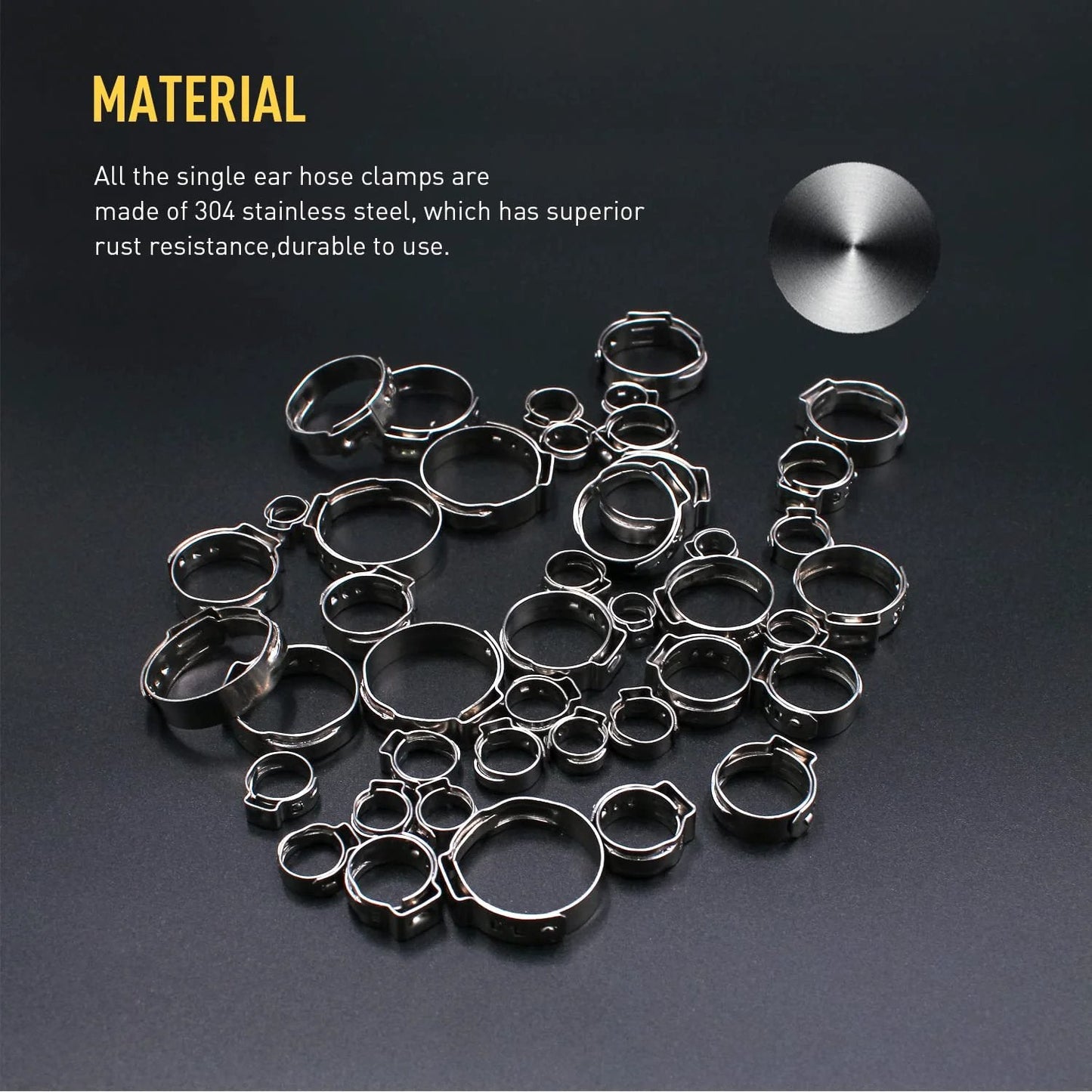 Heavy Duty 150 Pcs 304 Stainless Steel Single Ear Hose Clamp Kit With Ear Clamp Pincer, Crimp Hose Clamps Set, 6 to 23.5 mm