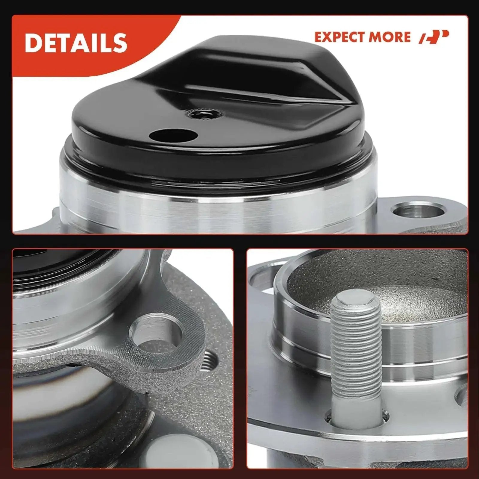 Close-up details of Rear Wheel Bearing And Hub Assembly Set For Nissan Versa And Kicks 2020-2024 4 Lug 2 Pack