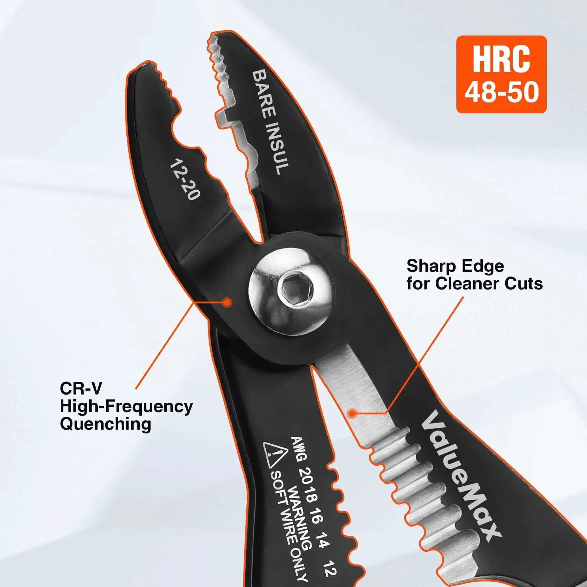 All In One Wire Stripper Tool For Clamping Stripping Cutting And Crimping Valuemax 4 In 1 Pliers with ergonomic design and sharp edge
