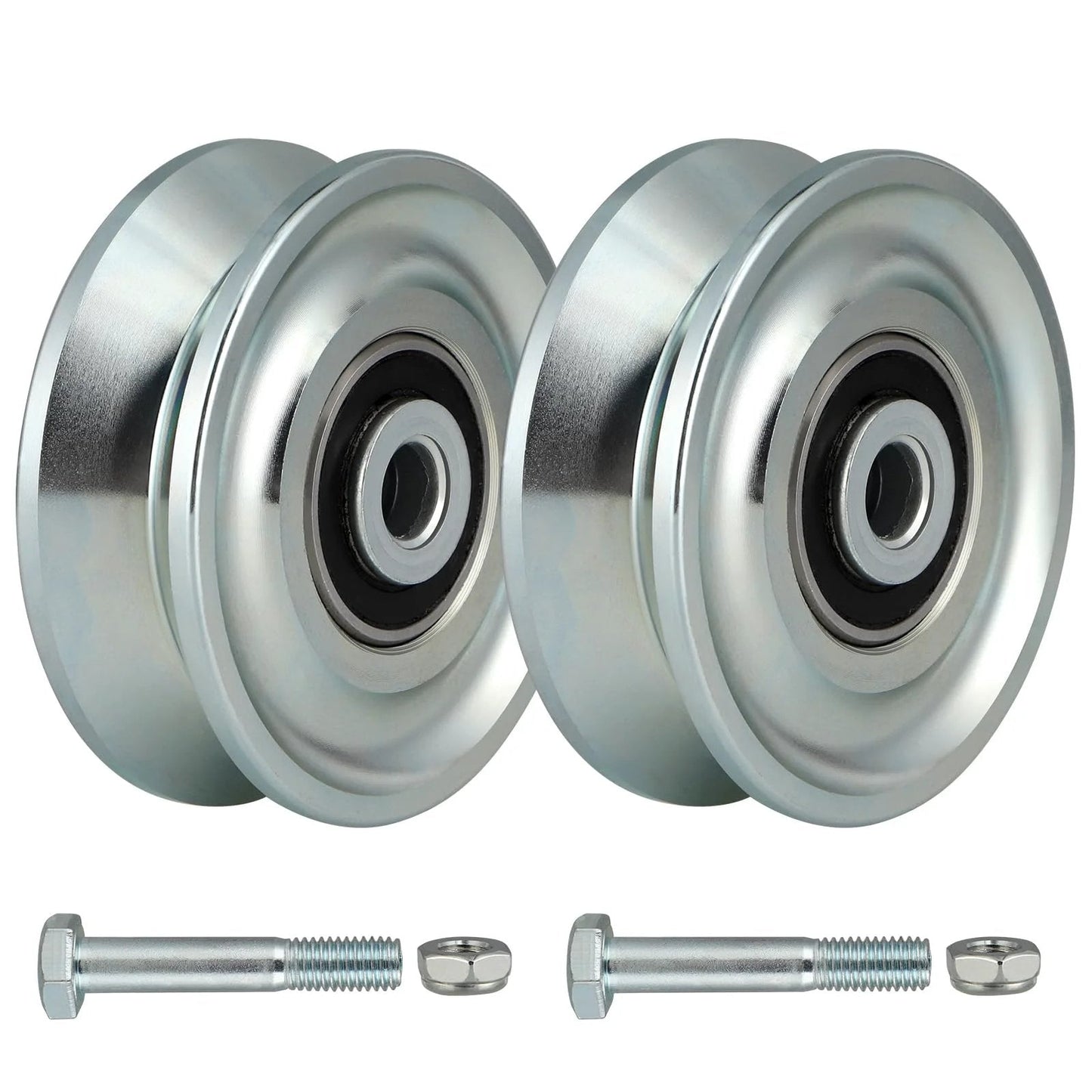 3 Inch V Groove Gate Wheel With Double Bearings For Inverted V Track Rolling Gate Caster Heavy Duty 2000 Lb Load Capacity Galvanized AISI 1045 Steel Wheel 1 Inch V Groove Width 25 Mm And 0.31 Inch Groove Depth Set Of 2