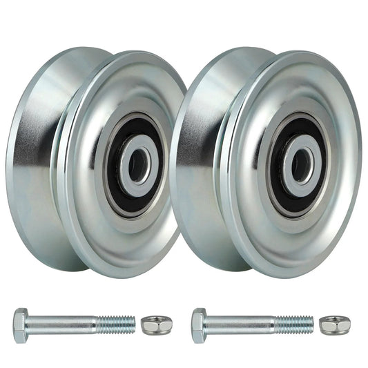 3 Inch V Groove Gate Wheel With Double Bearings For Inverted V Track Rolling Gate Caster Heavy Duty 2000 Lb Load Capacity Galvanized AISI 1045 Steel Wheel 1 Inch V Groove Width 25 Mm And 0.31 Inch Groove Depth Set Of 2