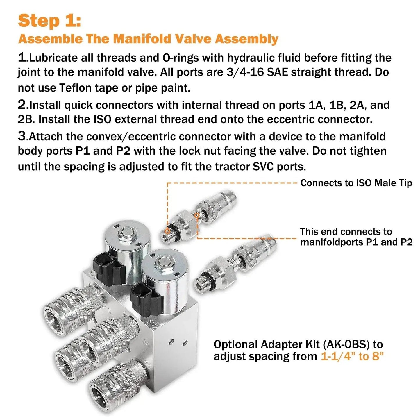 Manifold valve assembly from Hydraulic Multiplier Kit For Tractors With SCV Splitter Valve Two Circuit System 3000 PSI Fits John Deere Case.