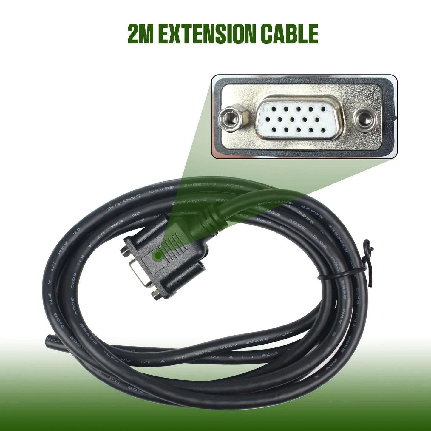 2-meter extension cable with 9-pin D-sub connector for closed-loop NEMA 24 stepper motor kit