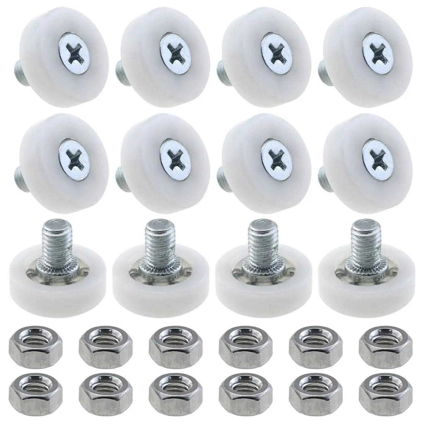 12 Pieces 19mm Drawer Rollers Plastic Pulleys With Nut For Sliding Furniture Bearings Replacement Parts Suitable For Cabinets Sliding Doors Filing Cabinets And Dresser Drawers Durable High Load Bearing Design For Long Lasting Smooth Operation