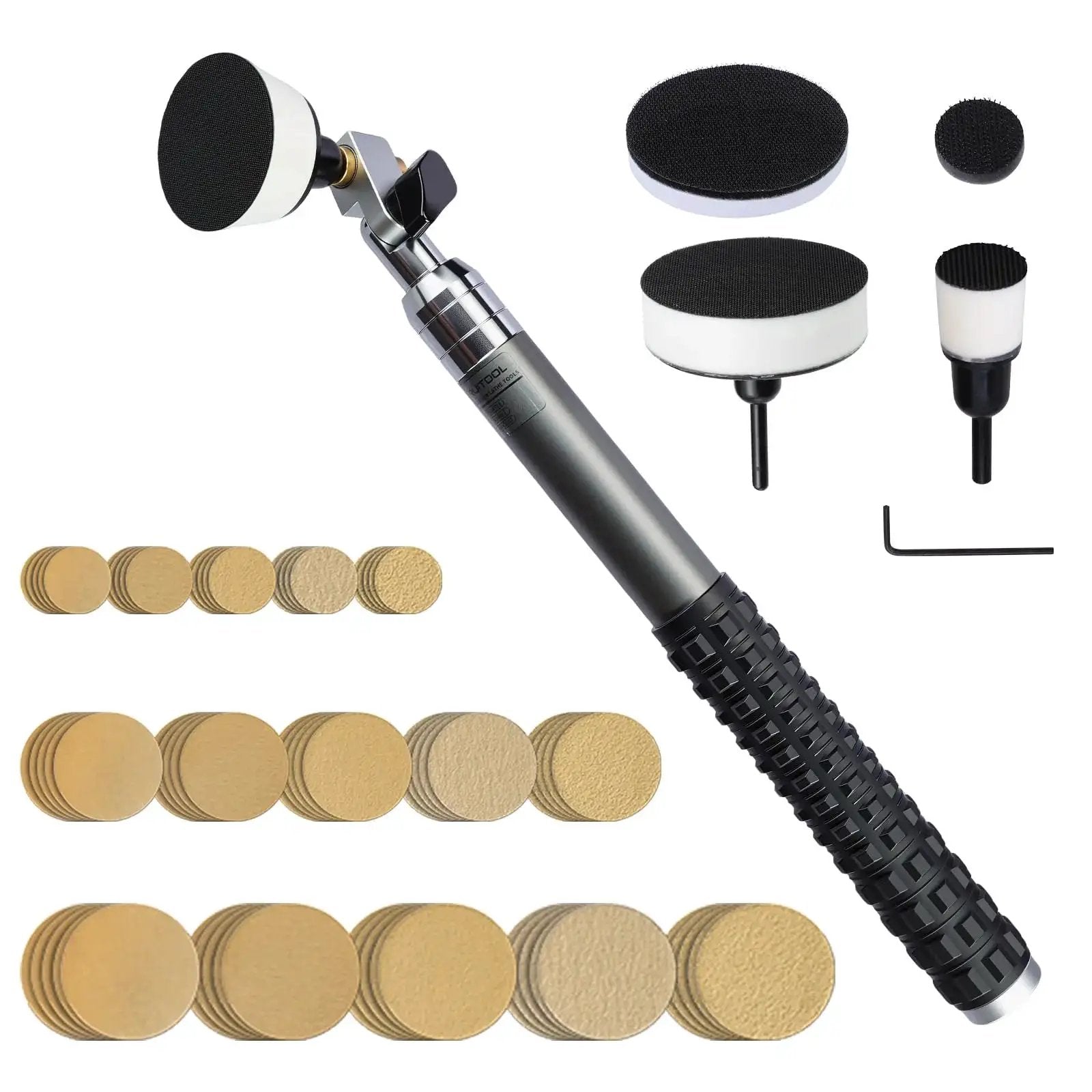 Pro Grade Dual Bearing Bowl Sander Tool Kit For Lathes With 1 Inch To 3 Inch Hook And Loop Sanding Discs 75 Piece Sandpaper Set