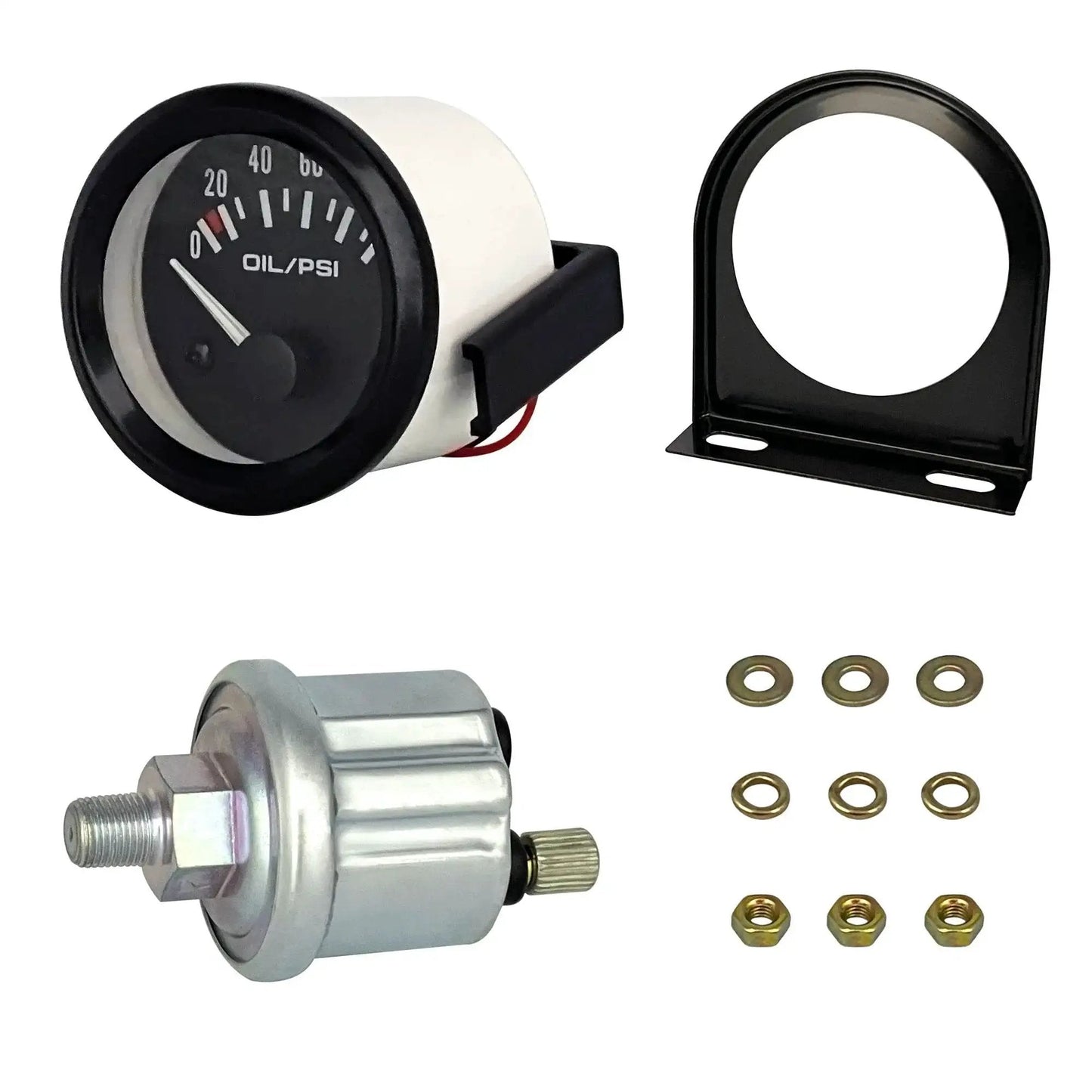 Pro Grade 52mm Oil Pressure Gauge Kit With Sensor For Gearheads In Cars And Trucks 0 To 100 PSI Range 12V DC Power with hardware