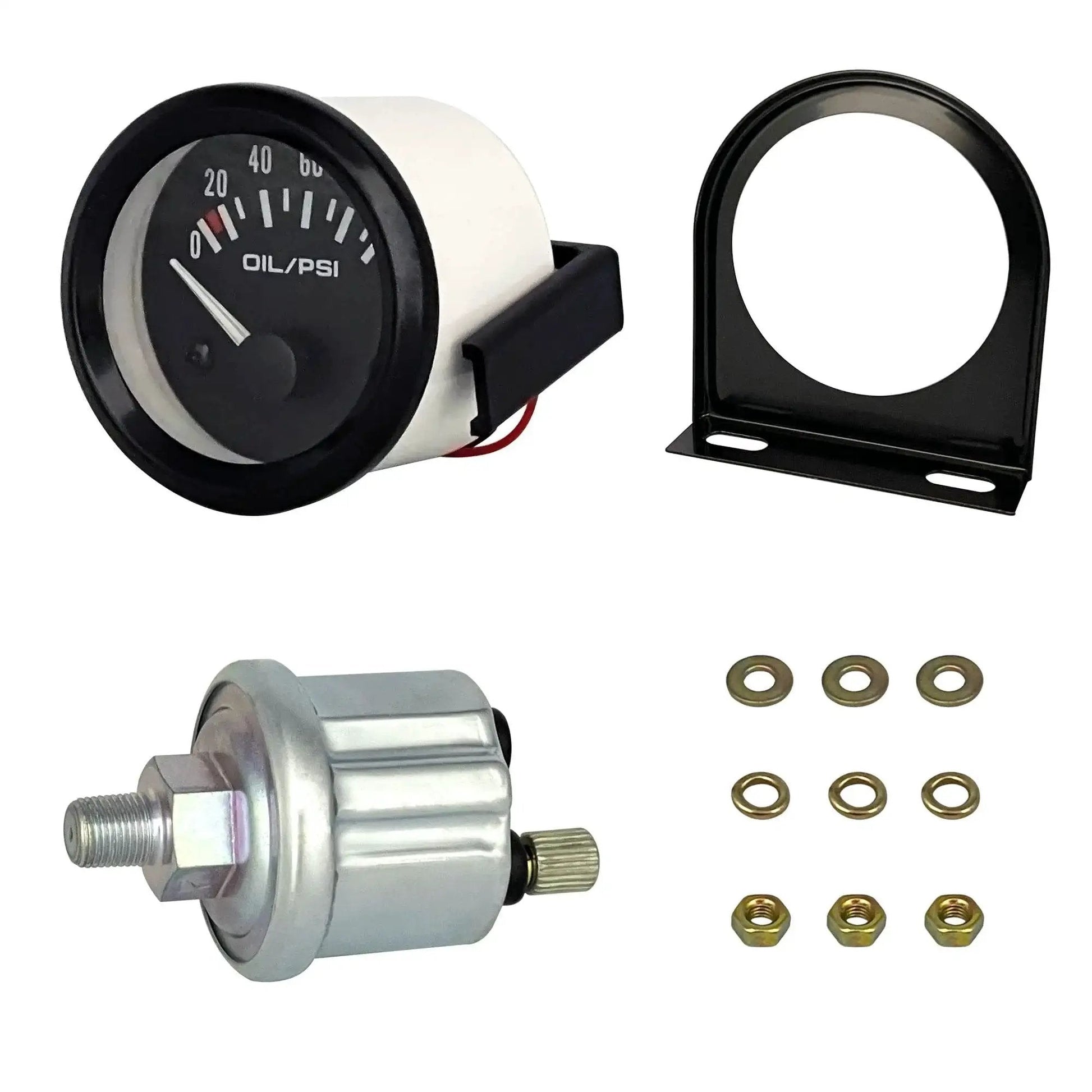 Pro Grade 52mm Oil Pressure Gauge Kit With Sensor For Gearheads In Cars And Trucks 0 To 100 PSI Range 12V DC Power with hardware