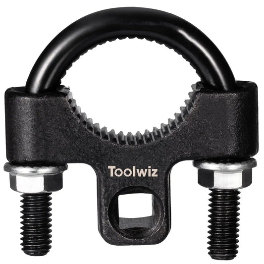 Inner Tie Rod Removal Tool Three Eighths Inch Universal Low Profile 30 To 42MM, serrated metal clamp with two bolts.