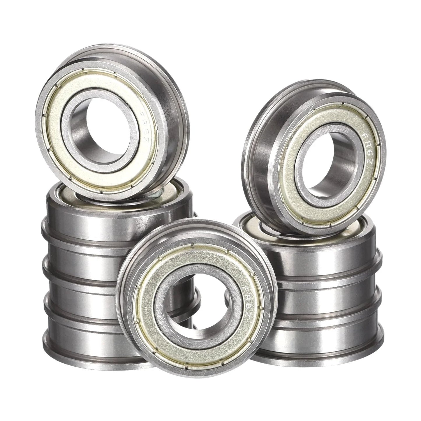 Flanged Ball Bearing FR6ZZ 3/8 Inch Inner Diameter 7/8 Inch Outer Diameter 9/32 Inch Width Heavy Duty Double Metal Shield Pre Lubricated Chrome Steel GCr15 Bearing 10 Pack
