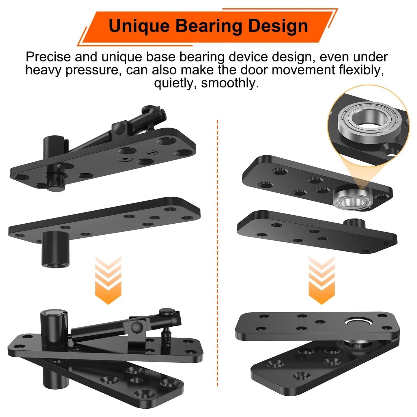 Beefy Heavy Duty Hidden Door Hinge With 570 Pound Load Bearing Thickened Solid Alloy Steel 360 Degree Rotation components