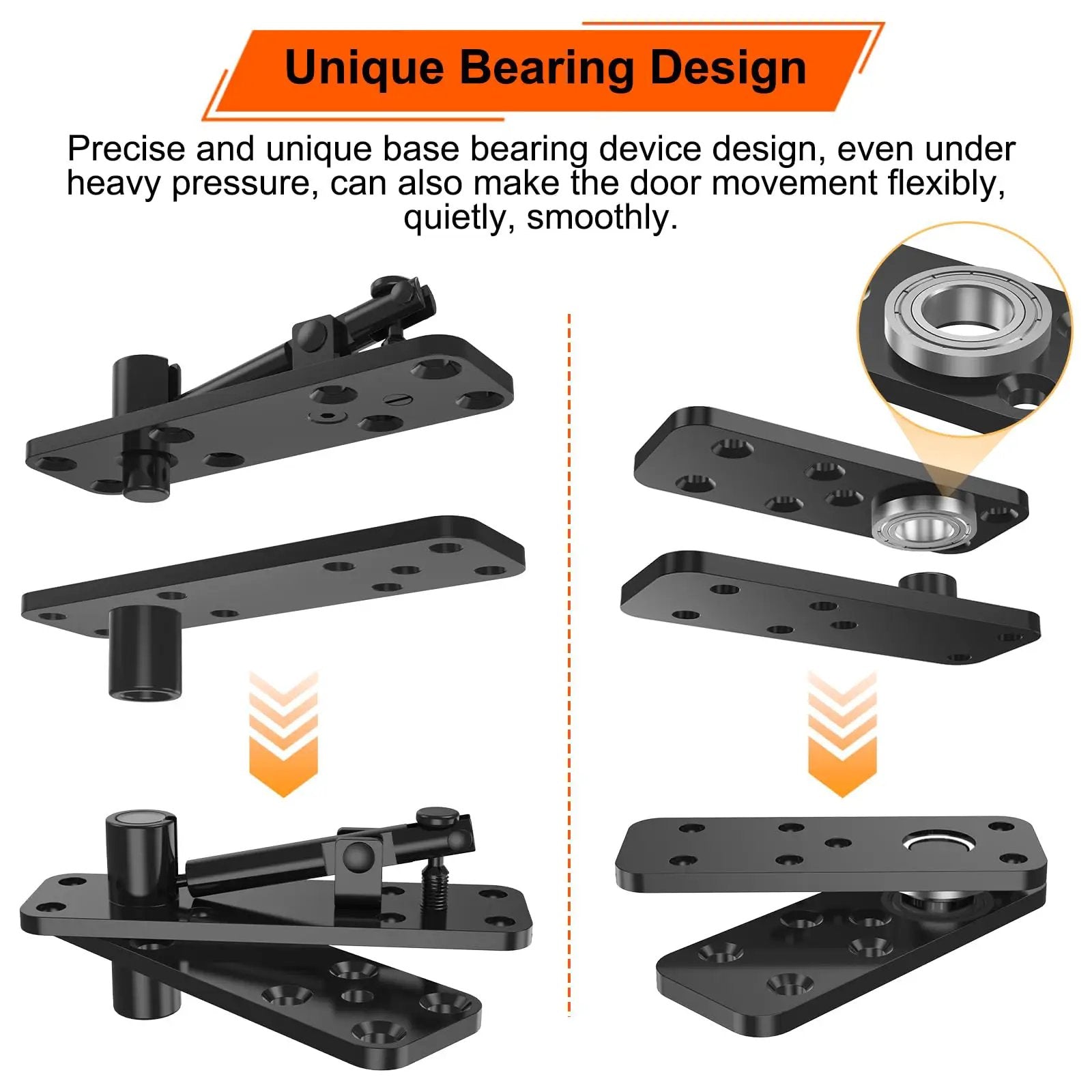 Beefy Heavy Duty Hidden Door Hinge With 570 Pound Load Bearing Thickened Solid Alloy Steel 360 Degree Rotation components